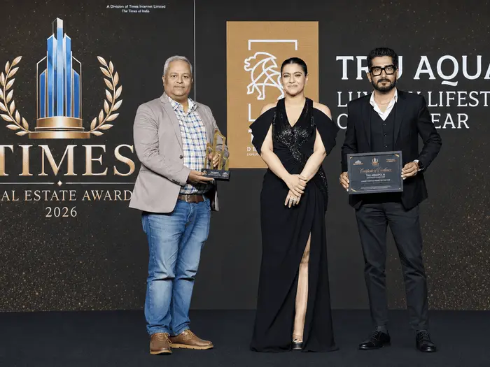 TRU Aquapolis receiving the Luxury Lifestyle Project of the Year award at the Times Real Estate Awards 2026